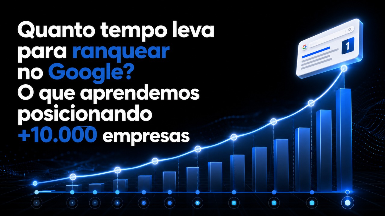 Capa do artigo: Quanto tempo leva para ranquear no Google? O que aprendemos posicionando +10.000 empresas